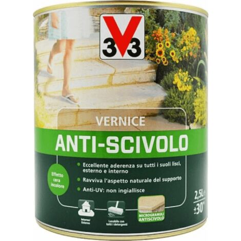 V33 – Vernis antidérapant extérieur 0,75L – Formule incolore résistante aux UV – Application facile et séchage rapide en 3h – Pour surfaces lisses