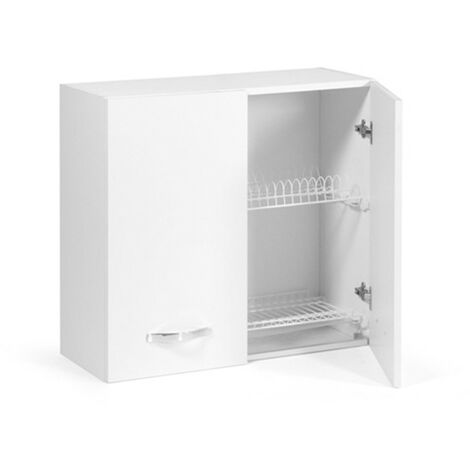 Argonauta – Élément haut de cuisine mural frêne blanc 80x32xH72 – 2 portes avec espace pour plats – Conçu pour gestion optimale de l'eau - 80x32xH (1/2)