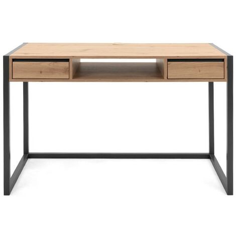 Bureau de chambre moderne en chêne avec tiroirs 120 x 60 x 75 h cm (DENVER30) (1/5)