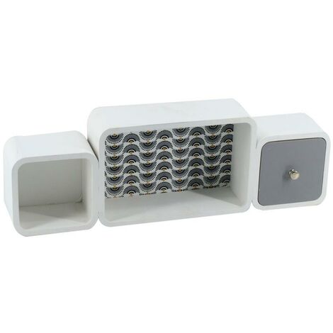Étagère en bois Artemide 2 compartiments + 1 tiroir rectangulaire cm49,5x7,8h16,5 (1/5)