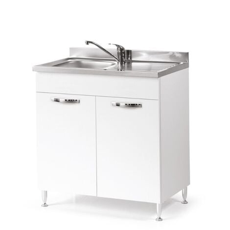 Évier de cuisine en frêne blanc 2 portes Cm 80x50xH 85
