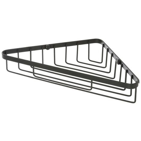 Étagère d'angle pour douche avec 1 étagère 23 x 23 cm, accessoire mural en acier noir mat de la série Chic Black. (1/5)