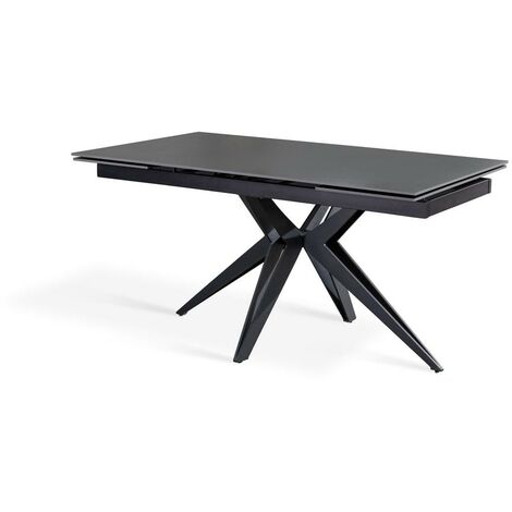 Table extensible gris vintage - noir mat 90 cm x 160-240 cm H. 76 cm (1/5)