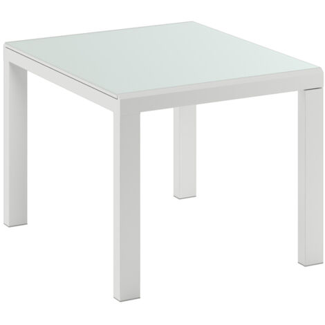Banner Table Extensible (90/163,5 x 90 cm) en Verre Trempé Blanc (1/3)