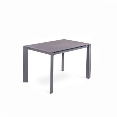 Pixel Table extensible (122/182 x 80 cm) en verre trempé gris (1/5)