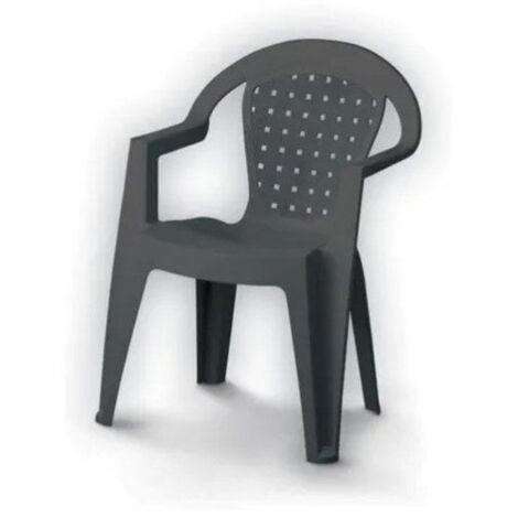 Norma – Fauteuil monobloc empilable anthracite – Résine 100% recyclable – Accoudoirs pour confort – Dimensions 55 x 53 x 80 cm (1/2)