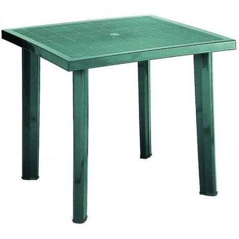 Progarden – Table de jardin en résine verte 80x75x72 cm – Stable avec trou pour porte-parapluie – Idéale pour espaces extérieurs - 80x75x72h