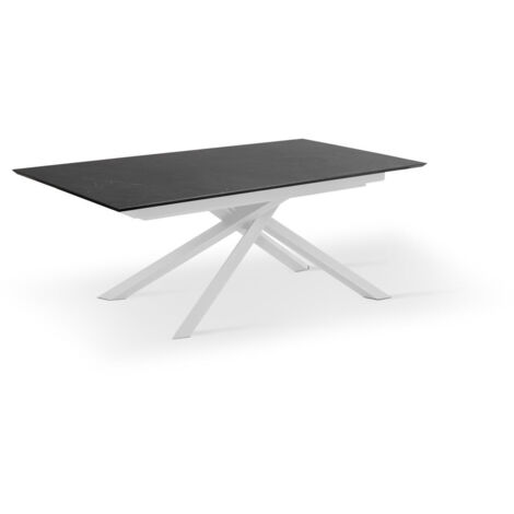 Table Extensible - Xavier - 90cm X 170/270cm H. 76cm - HPL Top - Aluminium Legs - Noir/Blanc (1/4)