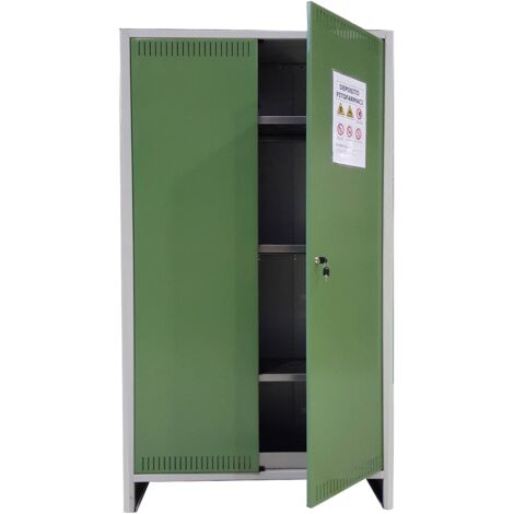 Prometal – Armoire pour kit pesticides en tôle galvanisée – Double porte 100x40x179 cm – Bac de collecte et serrure à clé