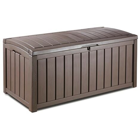 Coffre en résine effet bois marron GLENWOOD couvercle cadenassable 128x65xh.61 cm
