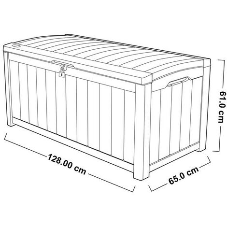 Coffre en résine effet bois marron GLENWOOD couvercle cadenassable 128x65xh.61 cm