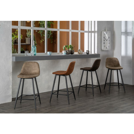 Lot de 4 tabourets en similicuir gris 50x491h cm