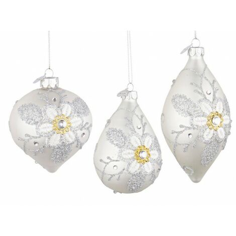 Lot de 12 Pendentifs Vt Floret Blanc Assortis