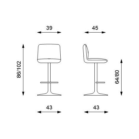 Lot de 2 tabourets en microfibre beige avec structure en métal 39x45x86/102h cm