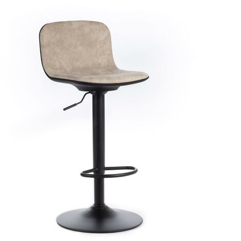 Lot de 2 tabourets en microfibre beige avec structure en métal 39x45x86/102h cm