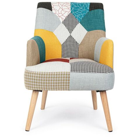 Fauteuil tissu patchwork Galatea