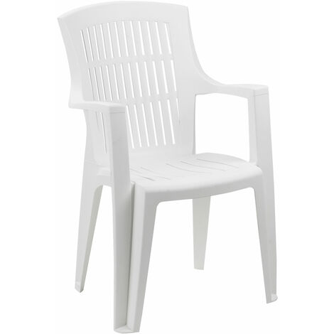 Progarden – Chaise de jardin en polypropylène blanche – Monobloc résistant aux intempéries – Dimensions 60x62xh89 cm – Empilable
