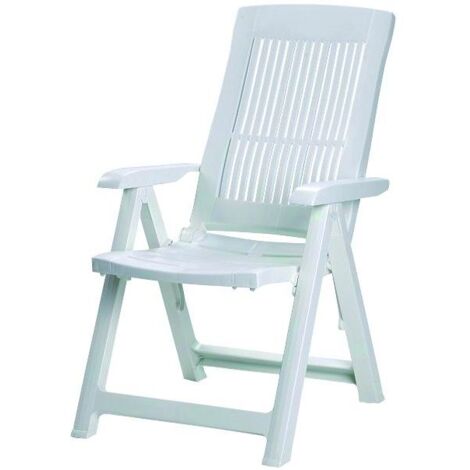 Fauteuil pliant en propylène blanc – Pliable – Positions multiples – Pour espaces extérieurs – Confort optimal – Résistant aux intempéries – Saturnia