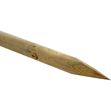 Piquet en bois rond pointu 2,5 m – Pour clôtures et barrières – Bois naturel imprégné – Diamètre 8 cm – Résistant aux intempéries