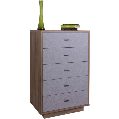 Élégant Commode avec 5 Tiroirs - Noyer/Gris - 70,30x108,70x44,40 cm (1/4)