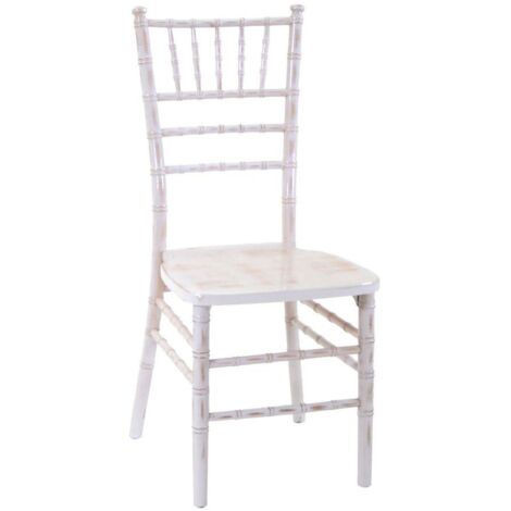 Chaise en bois chiavari blanchi avec coussin ivoire 40x40h43 - 92 cm (1/5)