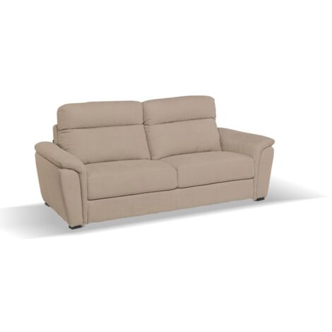 Canapé Gonzaga 3 places fixe avec têtières réglables en 3 positions couleur caribou H94xL205xP96. (1/3)