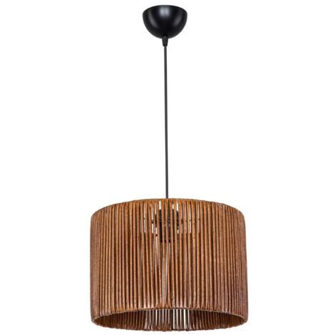Lampe de plafond Roya ASZ1700 en papier tressé rustique marron H65xL30.5. (1/3)