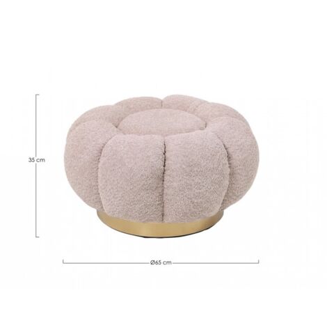 Pouf floral rose antique D.65x35h