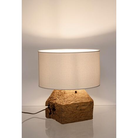 Lampe de table en bois D.35x40h lumen blanc