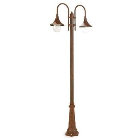 Lampadaire 2 lumières structure en aluminium moulé sous pression couleur rouille h.230 cm (1/5)