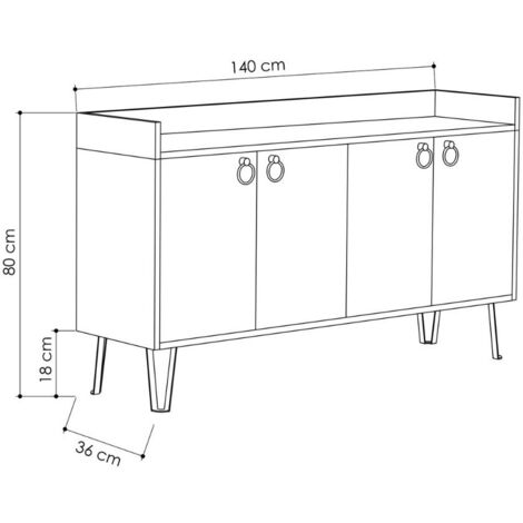 Buffet tortora anthracite 140x36x80