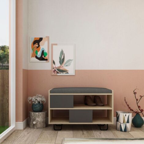 Banc de rangement pour chaussures en chêne 83,5x35,5x53,5 cm (1/3)