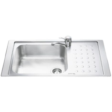 Évier en inox 86x50 cm avec égouttoir à droite.