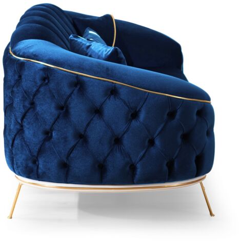 Canapé 3 places bleu 250x88x88 cm