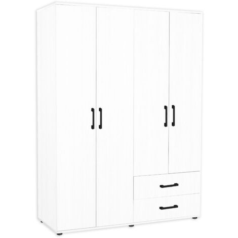 Armoire blanche 120x41x170 cm 4 portes 2 tiroirs (1/2)