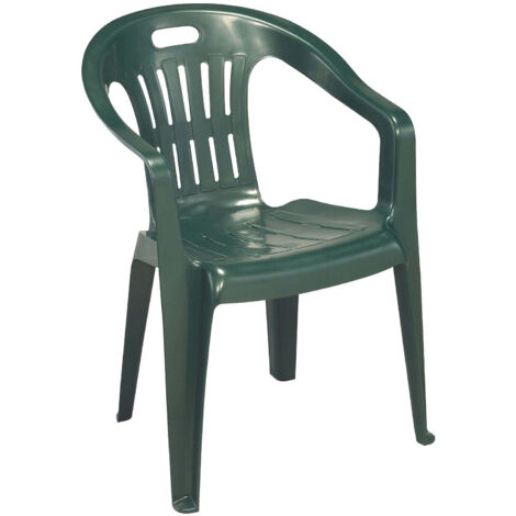 Progarden – Chaise de jardin bioclimatique en plastique vert – Accoudoirs ergonomiques – Résistante aux intempéries et UV – Empilable et légère (1/6)