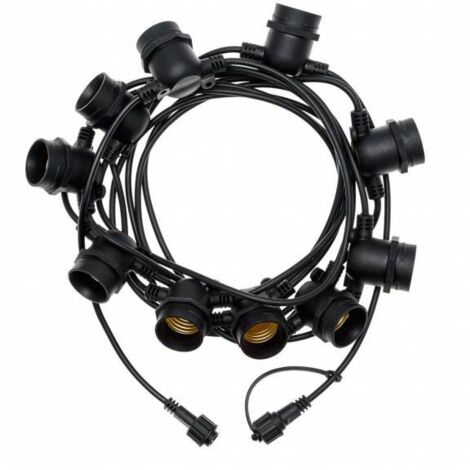 Guirlande guinguette 5M 10 douilles connectable 36V basse tension câble noir IP44 professionnelle Lotti (1/5)