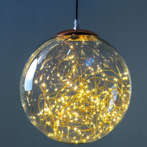 Lampe sphère en cuivre 30 cm avec microLED 4 m (1/3)