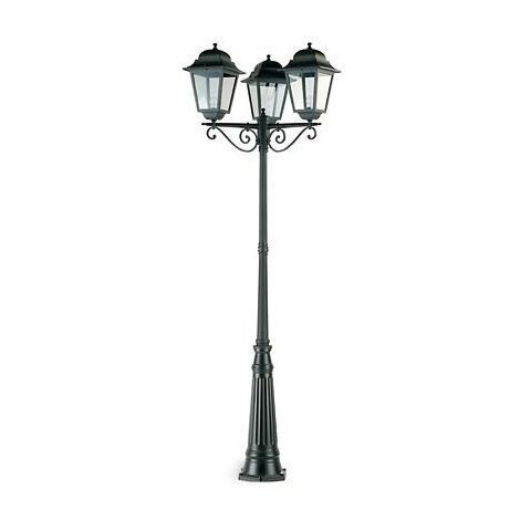 Lampadaire 3 lumières en aluminium moulé sous pression noir diffuseurs en verre h. 264 cm (1/5)