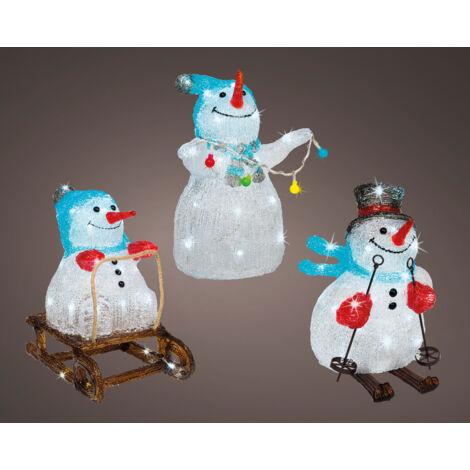 Bonhomme de neige LED 32,5 cm – Lumière froide – Décoration lumineuse pour Noël – Design attrayant et festif – Kaemingk