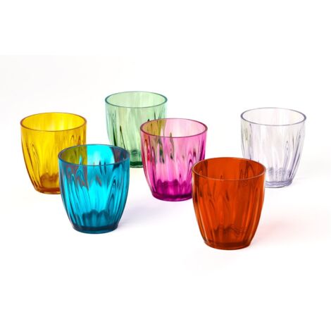 Set de 6 verres multicolores 9,2 cm – Diamètre 9 cm – Capacité 350 cc – Lavables au lave-vaisselle – Guzzini