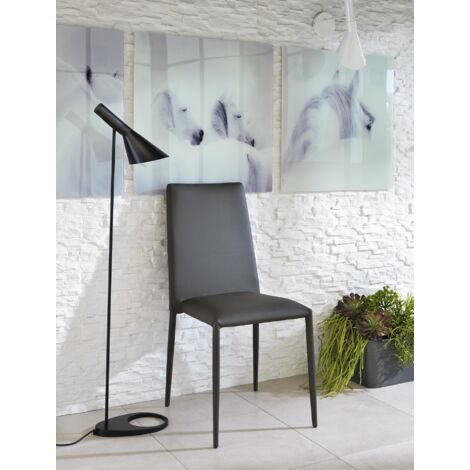 Lot de 4 chaises en similicuir gris foncé 40x496h cm (1/4)
