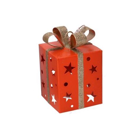 Boîte cadeau en métal orange 20x12x12 cm (1/4)