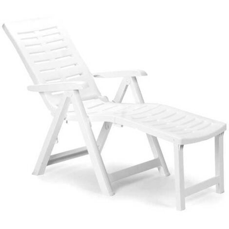 Fauteuil pliant Arizona blanc avec repose-pieds 60 x 108 x 109 cm