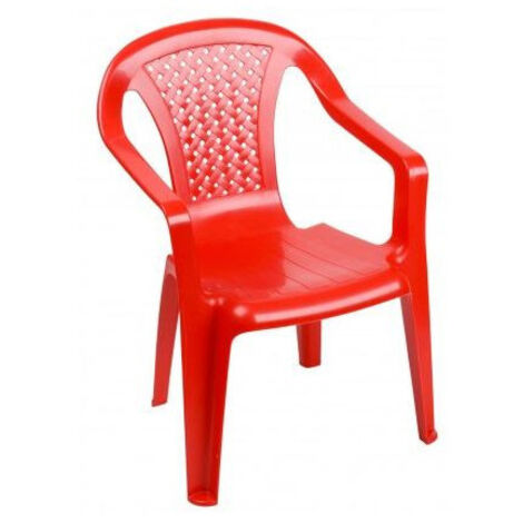 Chaise enfant Camelia rouge en plastique avec accoudoirs – Dimensions 38 x 38 x 52 cm – Confortable et légère pour intérieur et extérieur