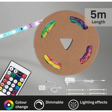 Ruban LED 5 mètres BRILONER LEUCHTEN LED SUPERLINE, 24 W, IP20, blanc, plastique, dimmable, avec télécommande, autocollant, 500 x 1 x 0,3 cm (1/5)