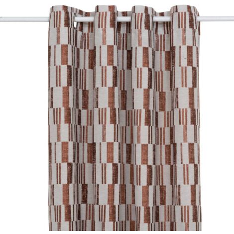 Rideau à œillets Jacquard  motif Terracotta 140 x 260 cm - Atmosphera