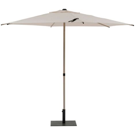 Hesperide – Parasol droit rond 2,7m en polyester – Mât acier 38mm – Système d'ouverture push-up – Inclinaison ajustable – Couleur blé/argile (1/7)