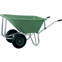 Brouette de jardin 160L – Châssis tubulaire galvanisé Ø 30mm – 2 roues pneumatiques 350x80mm – Pour chantiers humides
