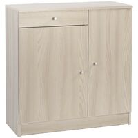 Armoire basse polyvalente avec deux portes et un tiroir Light Elm 77x34x h80 cm